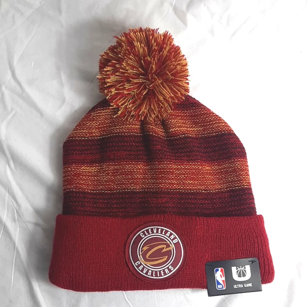 NBA Ultra Game Cleveland Cavaliers Adult Knit Hat OSFM with Pom Beanie NEW tag